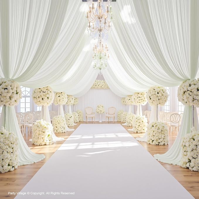 20x12 ft Ivory Backdrop Curtains for Weddings Parties, Birthdays and Photos | 4 Panels 5x12 ft, Wrinkle-Free Polyester Drapes, Washable, Ironable, 4 in Rod Pocket for Baby Showers Photography Background - Image 9