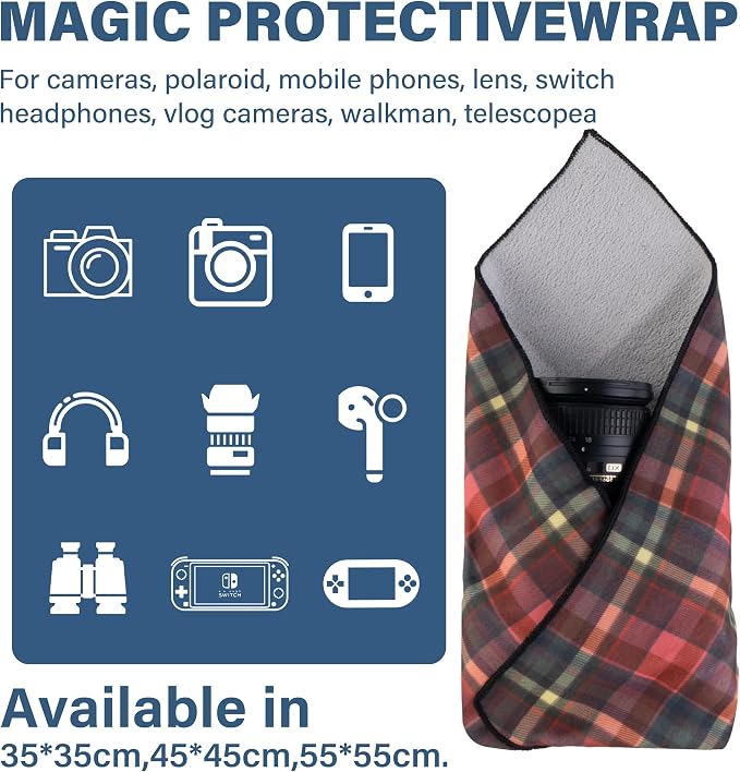 Walking Way Protective Wrap, Self-Adhesive Magic Cloth Camera Wrap, Storage Cloth, Anti-Scratch, Dustproof, Washable Lens Pouch for DSLR, Smartphones, Laptops, Cosmetic - Image 2