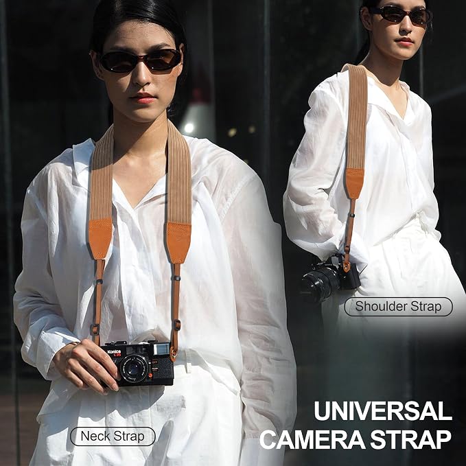 Padwa Lifestyle Camel Corduroy Camera Strap - 2" Double Layer Full Grain Cowhide Leather Head Camera Straps for Photographers, Unique Soft Corduroy Fabric with Quick Release fits all Cameras - Image 4
