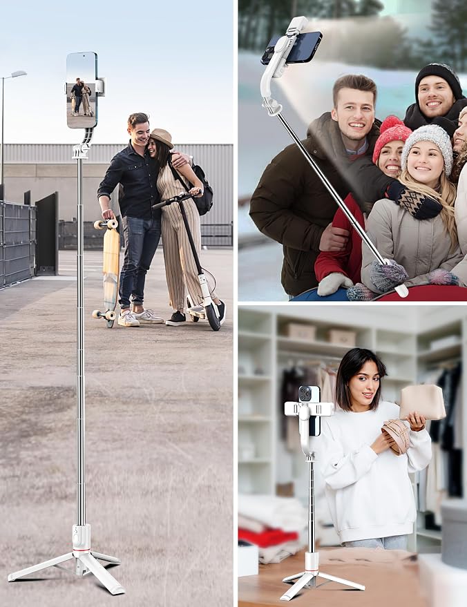 Selfie Stick Tripod with 2 Light, 45" Selfie Sticks with Wireless Remote, Portable Phone Tripod Compatible with 4''-7'' iPhone/Android Samsung Smartphones Selfie Stick for Travel Video Record Vlog - Image 8