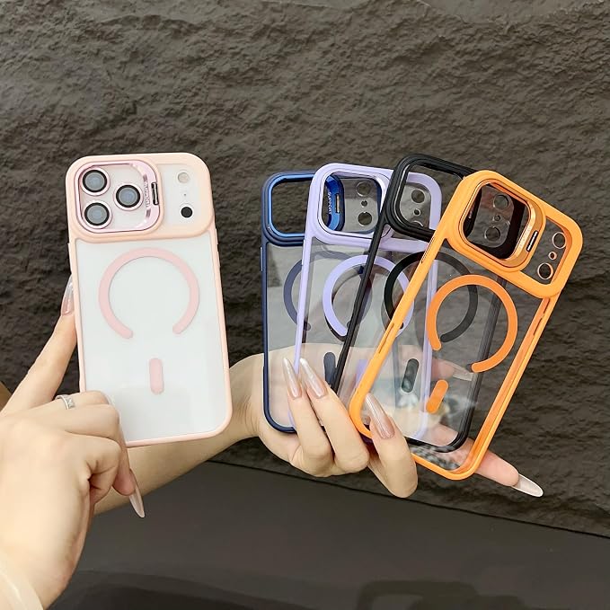 for iPhone 17 Pro Max Magnetic Case with Kickstand, [Compatible with MagSafe] Built in Stash Stand Clear Shockproof Soft Cover Camera Lens Protection Case for iPhone 17 Pro Max 6.9", Pink - Image 7