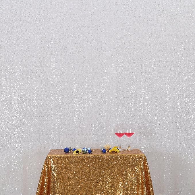 Poise3EHome White Sequin Backdrop,6FT x 8FT Sequin Photography Backdrop Curtain for Party Decoration - Image 4