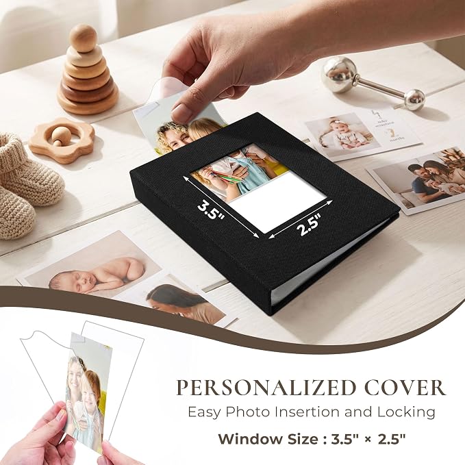 Vienrose 4x6 Mini Photo Album, 2 Pack, 52 Photos, Black | Linen Cover, Photo Book, Baby Memory Book, Artwork Postcards Storage - Image 3