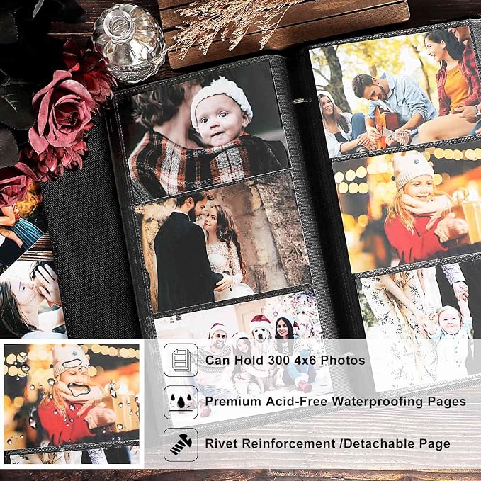 Ywlake Photo Album 4x6 300 Pockets, Leather Photo Albums Holds 300 Horizontal Only Pictures Teal - Image 5