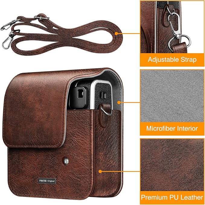 FINTIE Protective Case for Fujifilm Instax Mini 40 Camera | Camera Travel Bag, Adjustable Shoulder Strap, Snap Closure, Removable Front Cover, Daily Protection, Vegan Leather - Image 3