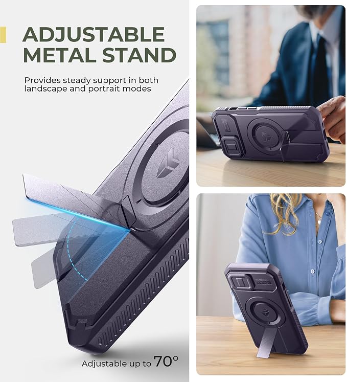 Dexnor for iPhone 13/14 Case with Slide Camera Cover & Adjustable Kickstand, Compatible with MagSafe, Rugged Shockproof Bumper Cases Heavy-Duty Magnetic Protective Cover,6.1 inch,Phantom Purple - Image 5