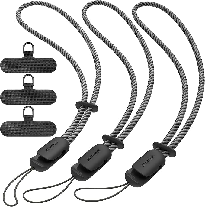SURPHY 3 Pack Phone Wrist Strap, Phone Lanyard with Cellphone Tether Tab | Phone Strap Charm, Camera Wrist Strap with 2-Color Braided, Phone Wristlet, Wrist Lanyard for Case by SURPHY