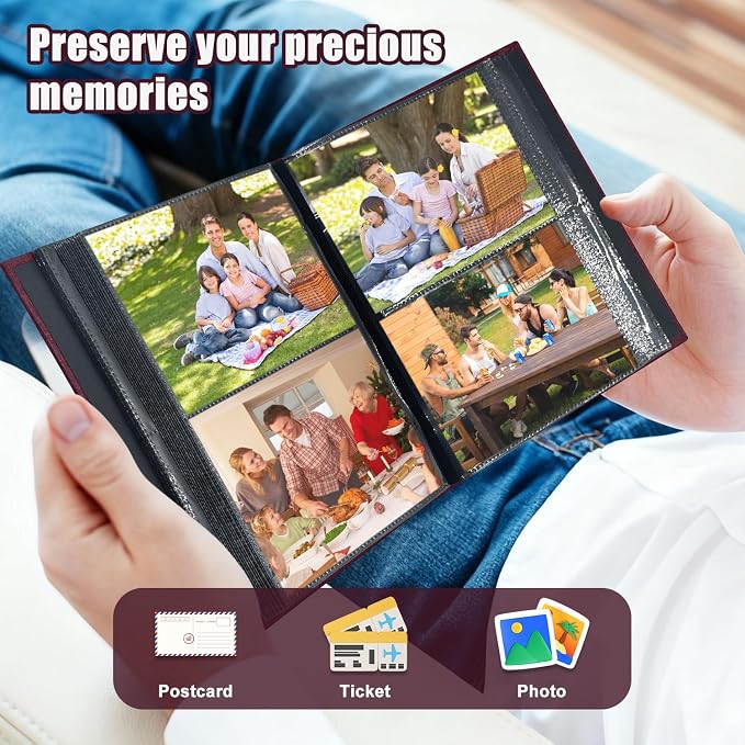 Photo Album 4x6 200 Pockets for Wedding Gifts,Linen Hardcover Picture Albums for Family Anniversary Baby Vacation Pictures - Image 4