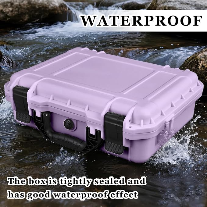 Relaxweex 1 Pcs Waterproof Hard Case with DIY Customizable Foam Insert Portable Protective Case with Knife for Camera Drones Equipments Tools Test Instruments(Purple,16.3 x 12.4 x 6.5 Inch) - Image 5