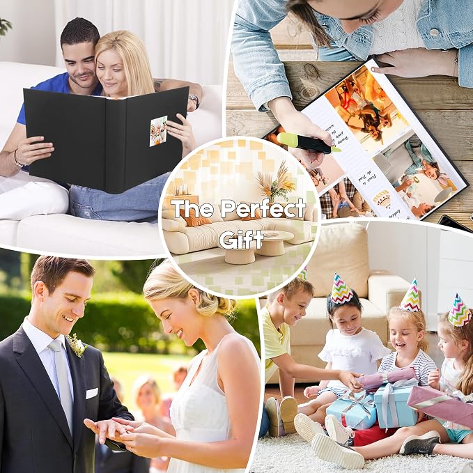 Photo Album 4x6 Vertical 600 Photos with Writing Space, Black | Linen Cover, Acid-Free Pages, Clear PP Pockets, Memo Writing Space, Front Display Window, Family, Wedding & Travel Memories - Image 9