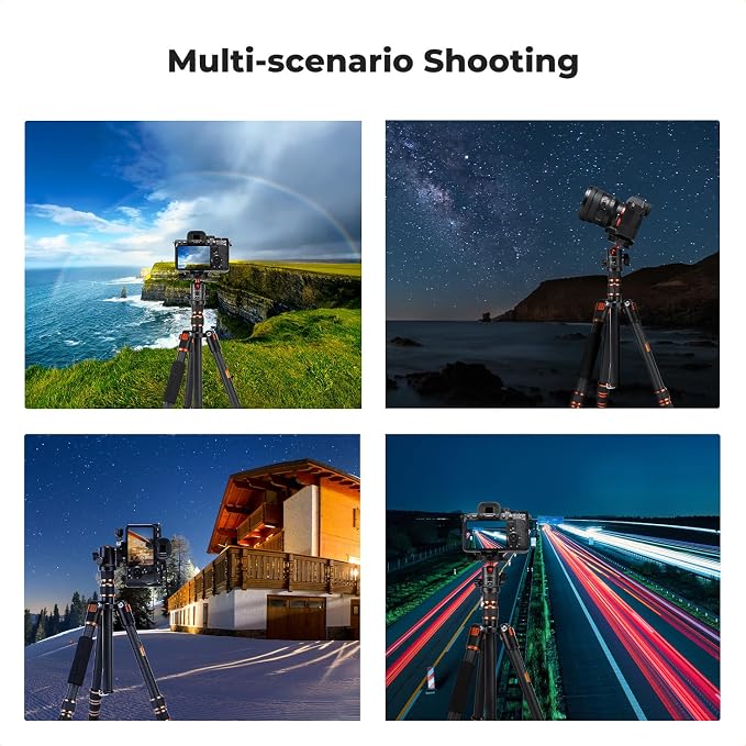 K&F Concept 60" Carbon Fiber Camera Tripod, Detachable Monopod for SLR DSLR | Max Load 17 lb, Lightweight Compact Travel Tripod, 360 Degree Ball Head, Quick Release Plate, A225C0+BH-25L - Image 8