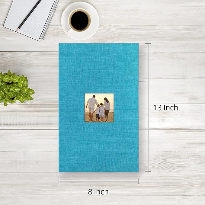 potricher Photo Album 4x6 Pictures, 300 Pockets, Linen Cover, Blue | Linen Cover, Front Window, Large Capacity 4x6 Picture Albums, Photo Book for Family, Wedding, Anniversary, Baby, Keepsake - Image 2