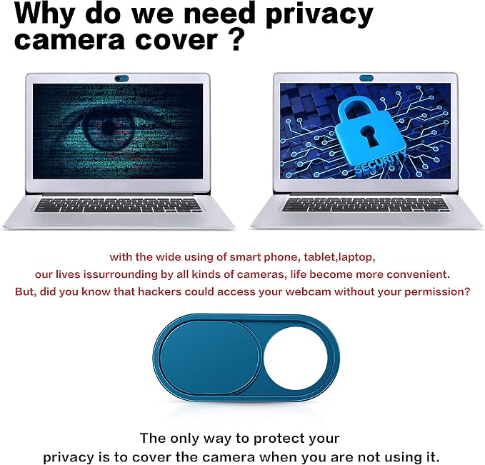 imluckies Metal Webcam Cover Slide, 0.023in Camera Cover for Laptop Computer, MacBook Pro/Air iMac iPad Tablet iPhone 8/7/6 Plus, Echo Show/Spot Web Camera Blocker Protect Your Privacy [2 Pack Blue] - Image 2
