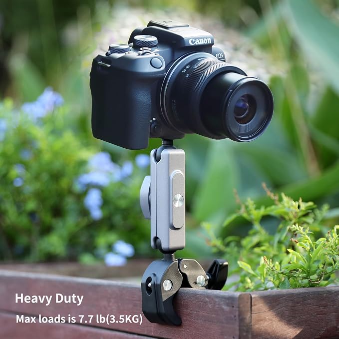 SOONSUN Super Clamp Camera Mount with Dual 360° Ballhead, Magic Arm & Phone Clip, Heavy Duty Clamp Mount for GoPro, Insta360, DJI Osmo, DSLR, iPhone, Bike Motorcycle Handlebar, Pole, Desk - Image 6