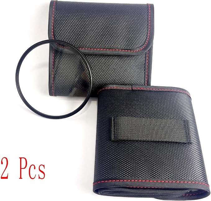 Professional Photography Filter Bag, 3-Pocket Camera Lens Filter Bag Entrainment, Waterproof And Dustproof Anti-Fall Design Suitable for 25mm-82m Filters, Pack of 2 (Red) - Image 5