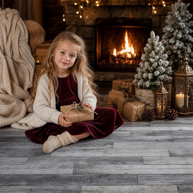 Kate Gray Plank Photography Floor Mat Rubber Photo Studio Floor Backdrop | Natural Timber Wooden Planks Non-Slip Floor Drop For Rustic Newborn, Kids, Portrait, Food, Crafts, Product Photography 5x4ft - Image 3