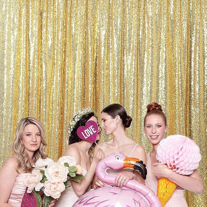 Gold Sequin Backdrop,5FT x 7FT Sequin Photography Backdrop Curtain for Party Decoration - Image 2