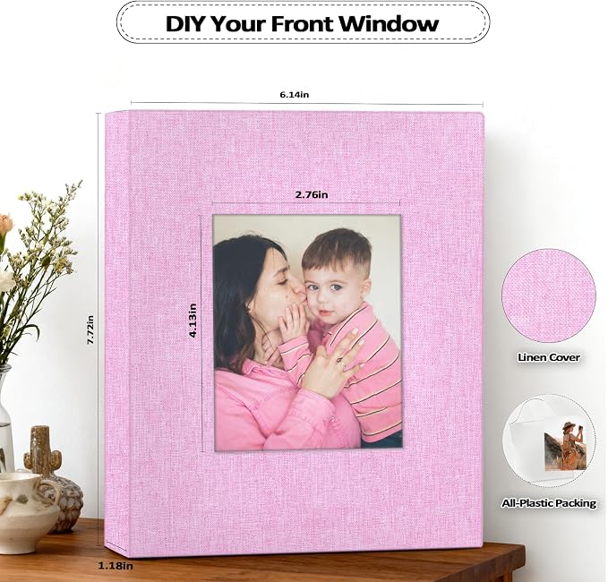 Popotop 2 Pack Photo Album 5x7 Pictures, Small Linen Slip-in Photo Albums Book for 80 Photos with 40 Pockets, Birthday Gifts for Women Mom Family Baby - Image 4