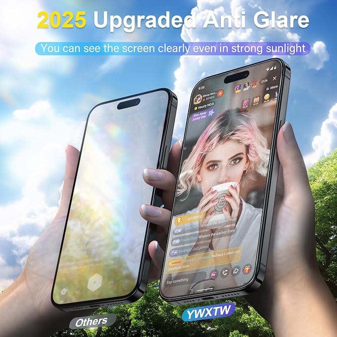YWXTW 2 Pack Matte Screen Protector for iPhone 15 Pro Max 6.9 Inch + 1 Set Camera Lens Protector, Anti Glare Anti Fingerprint 15 Pro Max Glass Screen Protector, Bubble Free, Smooth as Silk - Image 4