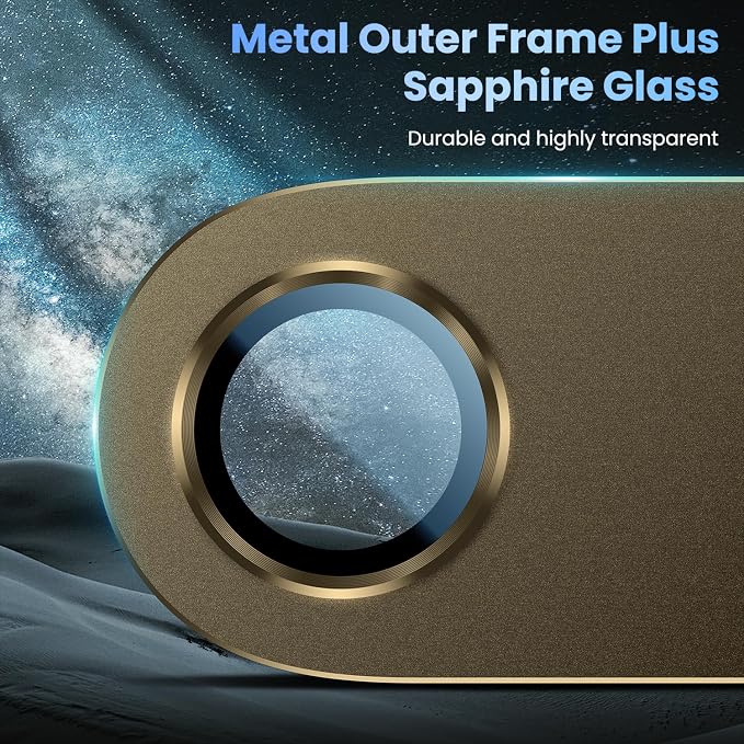 Uyiton for iPhone Air Camera Lens Protector, Metal Frame Glass Cover | Not Easy to Break, Strong Adsorption, Case-Friendly, Metal 9H Sapphire Glass Rear Camera Screen Cover, Brown - Image 4