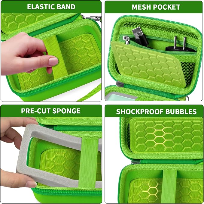 Comecase Digital Camera Case for Kodak PIXPRO FZ45 FZ55, Grass Green | Fits Cameras up to 4.33 x 3.07 x 2.3 in, Pre-Cut Foam, Elastic Strap&Hand Strap, Mesh Pocket for Accessories, Case Only - Image 4