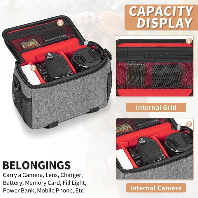 Camera Carrying Case, Camera Storage Bags Anti-Shock Crossbody Camera Case | Digital Camera Case with Rain Cover Compatible for Canon EOS R50 M50 Powershot SX540 SX70, Nikon Coolpix, Sony a6100 a6400 - Image 5