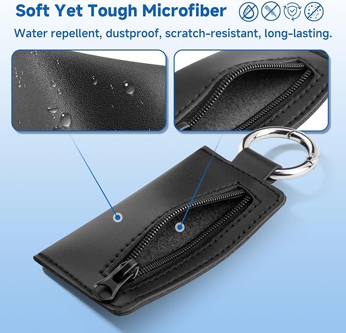 Microfiber USB Flash Drive Holder Case with Keychain | Anti-Slip Zipper Pouch, Storage Case Compatible with AirTag SD TF Card, for Small Medium USB Drives, 1PC, Black, Case Only - Image 5