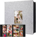 Aevdor Large Capacity 4x6 Photo Album, 1000 Photos, Linen Cover, Grey | Black Inner Pages, 3 Horizontal and 2 Vertical Pockets per Side, Front Photo Window, Family, Wedding & Travel Memories by Aevdor