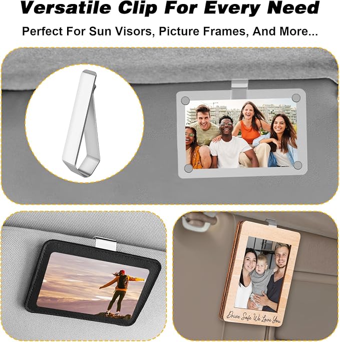 4 Pack Car Sun Visor Photo Clips, Stainless Steel Sun Visor Clips for Car with Adhesive Clip Mounting Kit for Custom Displays (Photo Frames Not Included), Strong Hold Accessory for Cars, Home & Office - Image 7