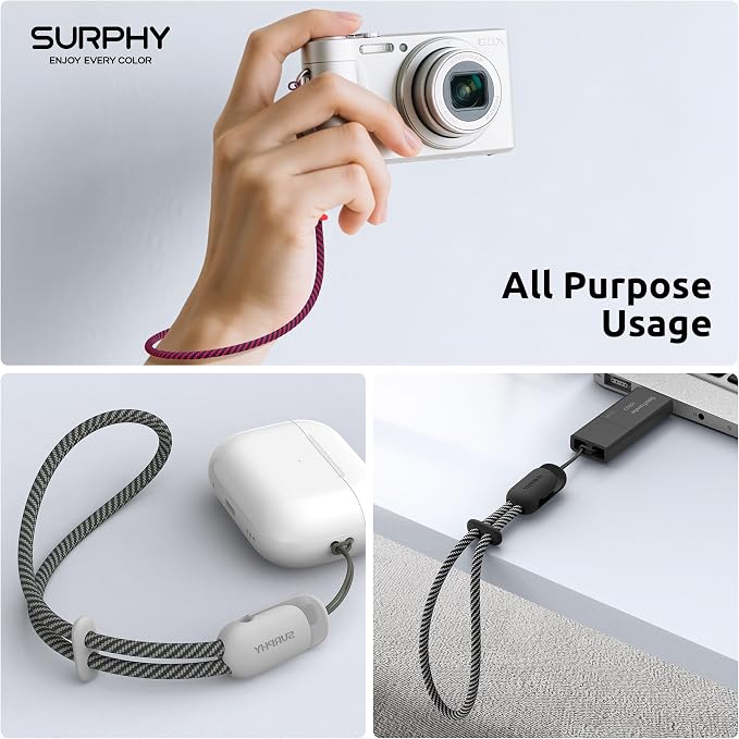 SURPHY 3 Pack Phone Wrist Strap, Phone Lanyard with Cellphone Tether Tab | Phone Strap Charm, Camera Wrist Strap with 2-Color Braided, Phone Wristlet, Wrist Lanyard for Case - Image 7