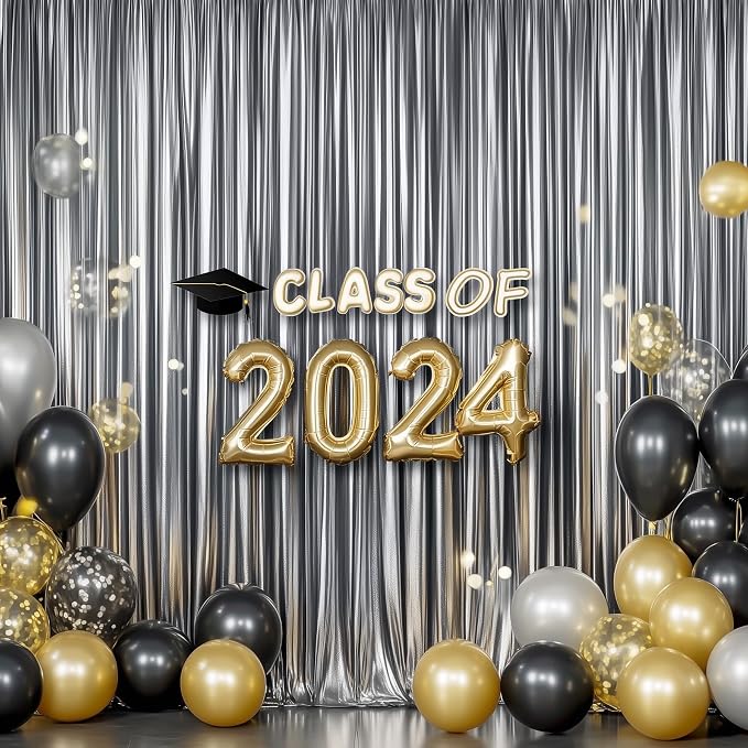 Outpain Thick 20 ft x 10 ft Black Silver Sequin Backdrop Curtain for Parties, Wrinkle Free Glitter Photo Backdrop Drapes 4 Panels 5x10ft Black Silver Back Drop Cloth for Wedding Photography Background - Image 9