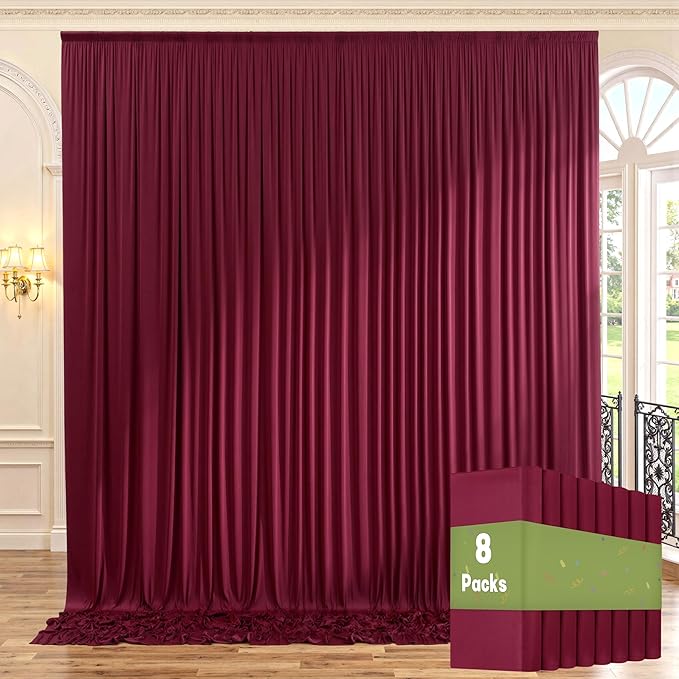 40ftx10ft Wrinkle Free Maroon Backdrop Curtains for Parties, Thick Fabric Burgundy Photo Backdrop Drapes 8 Panels 5x10ft for Weddings Birthday Photography Background Curtains by ENJOYYOURPARTY