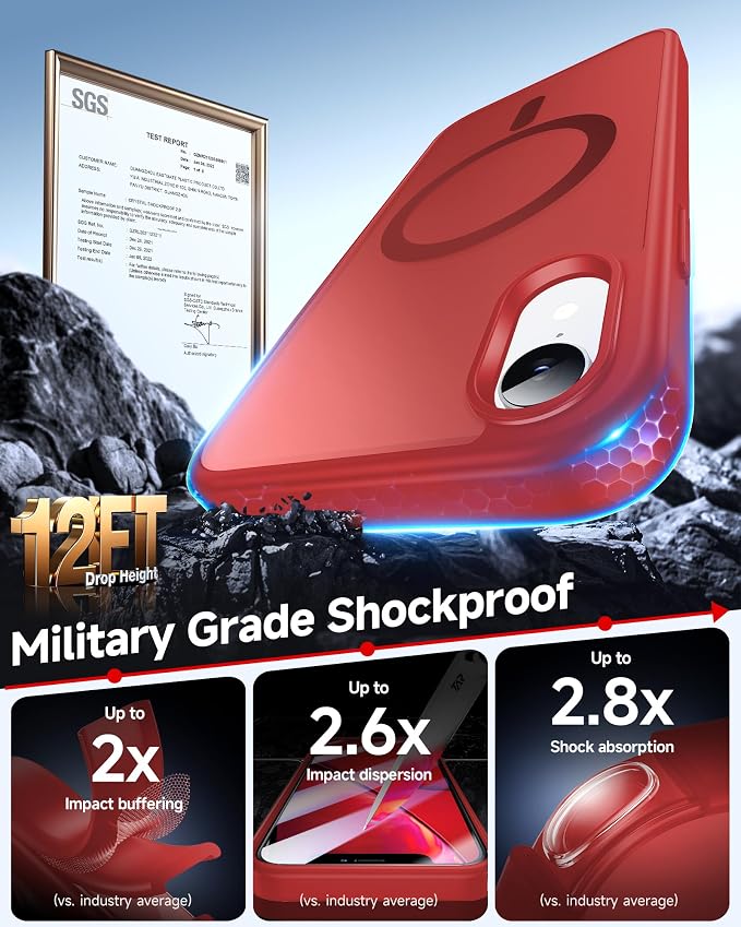 LeYi for iPhone-XR Phone Case Red with Screen Protector X2 + Camera Cover X2:[ MagSafe Compatible] Magnetic Cases for i Phone 10 iphoneXR Military Grade Protective Slim Matte Funda para 10XR, Red - Image 3