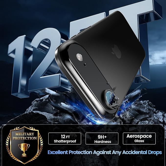 CACOE Metal Camera Lens Protector for iPhone Air | Tempered Glass Cover, Anti-Scratch, Drop-Proof, Strong Adhesion, Camera Screen Cover Accessories, Dark Black - Image 4