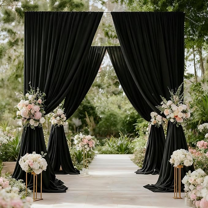 10x7FT Black Backdrop Curtains for Parties, 5x7FT 2 Panels | Wrinkle Resistant Fabric Drapes for Photography Birthday Wedding Halloween Background Decorations Easy Hang Multipurpose Use - Image 4