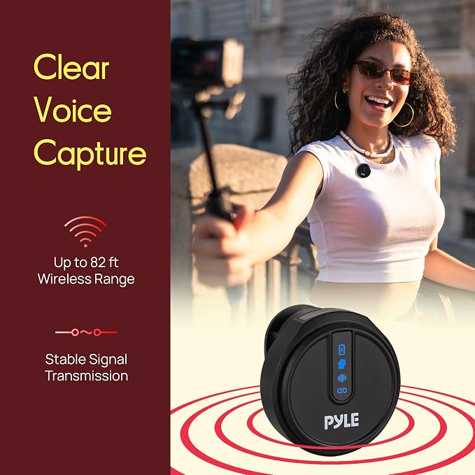 Pyle Wireless Lavalier Microphone System, Clip On Microphone with Noise-Canceling, 7H Battery, 360° Audio, USB-C Charging Case, Compatible with DSLR, iOS, Android, Vlogging Mic for Creators - Image 3