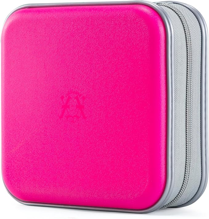 alavisxf xx CD Case, 48 Capacity Hard Plastic Zipper Disc Wallet for Car | DVD Holder, Portable Hand Strap, Anti-Slip Sleeves, Scratch-Resistant Sleeves, Disc Storage Organizer, for Home Office Travel by alavisxfxx