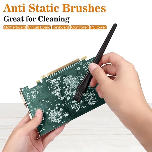 Small Portable Nylon Anti Static Brushes Electronics Computer Keyboard Laptop Cleaning Brush Kit (Black, Set of 8) - Image 4