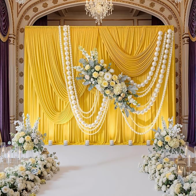 20ft x 10ft Wrinkle Free Yellow Backdrop Curtains for Parties, Thick Fabric Lemon Backdrop Drapes for Weddings Bee Sunflower Birthday Background Baby Shower Decorations by ENJOYYOURPARTY