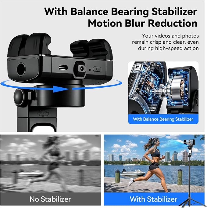 2026 Upgrade Auto Face Tracking Selfie Stick Tripod for iPhone with Light 360 °that Follows Your Movement 70.9" Phone Tripod Stand with Remote for Content Creator Vlog Live Stream Video Recording - Image 3