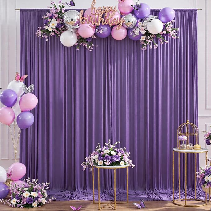 Wrinkle Free Purple Backdrop Curtains for Parties, Purple Photo Curtains Backdrop Drapes 2 Panels Back Drop Cloth Draping for Wedding Birthday Photography Background Decor,10ftx10ft - Image 5