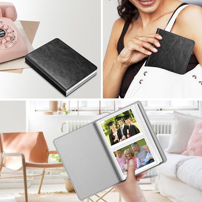 Fintie Photo Album for 3.5x4.25 Inch Polaroid Films, 64 Pockets | For Fujifilm Instax Wide Films, Polaroid Now+, Flip I-Type 600 Sx-70 Photos, Small Wallet Album, Memory Book, Vintage Black - Image 5