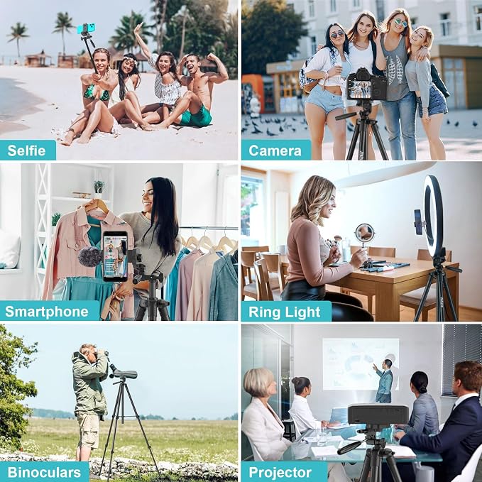 71 Inch Lightweight Tripod for Camera & Phone with Wireless Remote | Comes with phone holder and carry bag,travel-friendly,2-in-1 selfie stick and tripod design,Aluminum portable alloy body - Image 6