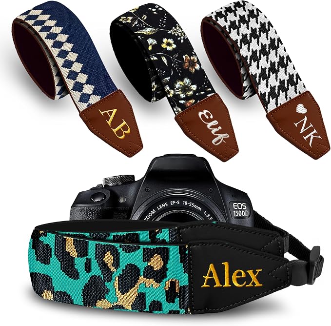 Art Tribute Camera Strap Personalized With Name - Shoulder, Crossbody & Neck Camera Strap for Photographers, Fits All Cameras, Canon Nikon Sony Fujifilm, Padded Strap W/Quick Release & Leather Ends by ArtTribute