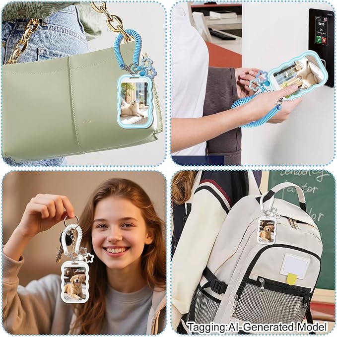 2 Pack Cute Photocard Holder Keychain,Kpop Photo Card Holder | Creative Photo Protector Keychain Accessories for Bus Card, Daily Display & Travel Decorations Gifts - Image 7