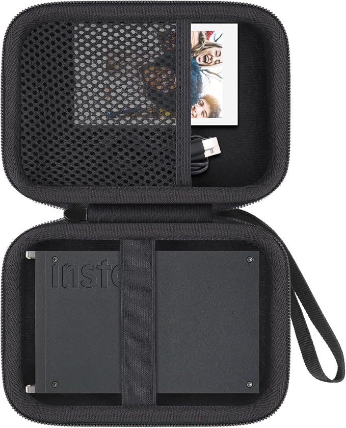 Hard Travel Case for Fujifilm Instax Mini Link+ Printer | Shockproof, Hand Strap Included, Storage Compartment, Travel Carrying Case, Black Case by Flaxune