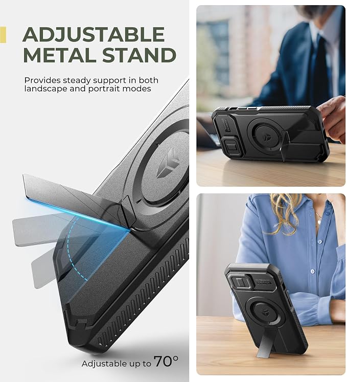 Dexnor for iPhone 13/14 Case with Slide Camera Cover & Adjustable Kickstand, Compatible with MagSafe, Rugged Shockproof Bumper Cases Heavy-Duty Magnetic Protective Cover,6.1 inch,Black - Image 5