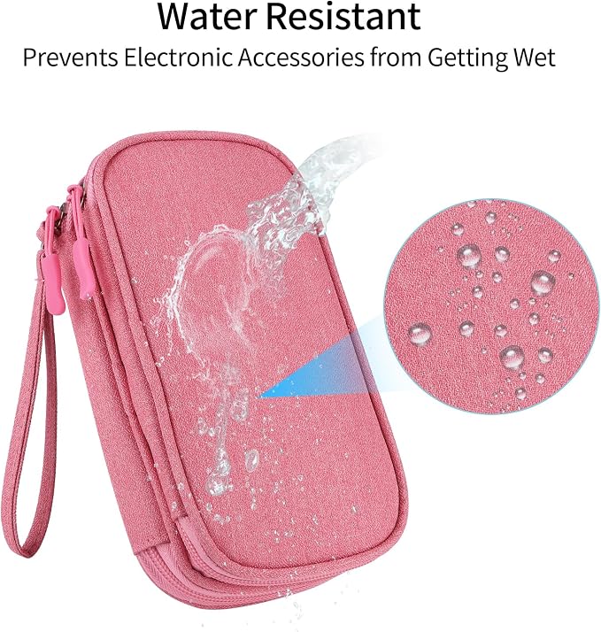 JIAKAI Travel Cable Organizer,Electronics Accessories Organizer Bag,for Charger, Phone, memory card,Travel Gadget Bag-Pink - Image 5