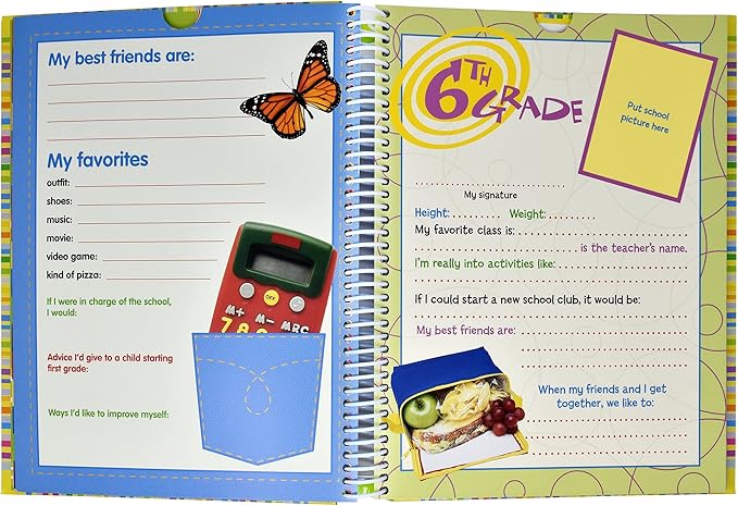 School Memory Book Keepsake Album for Kids Preschool Through 12th Grade | School Years Scrapbook Photo Album with Picture Slots, Storage Pockets, Graduation Keepsake Memory Portfolio for Boys & Girls - Image 6