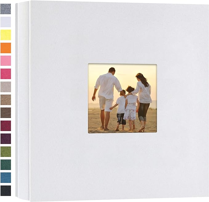 potricher Photo Album 4x6 Pictures, 200 Pockets, Linen Cover, White | Linen Cover, Front Window, Large Capacity 4x6 Picture Albums, Photo Book for Family, Wedding, Anniversary, Baby, Keepsake by potricher